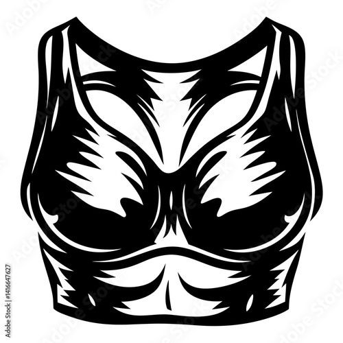 Abstract Black and White Graphic of a Top or Bra Design