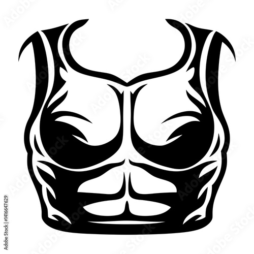 Abstract muscular torso vector illustration tattoo design with tribal aesthetic elements