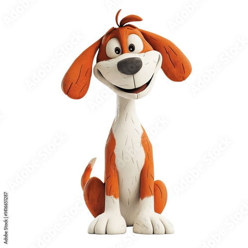 Png of Cheerful cartoon dog with orange and white fur, bright eyes, and a friendly smile, exuding joy and playfulness.
