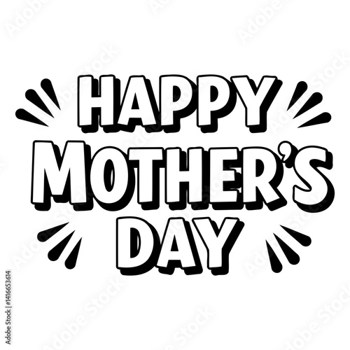 Bold, stylized "Happy Mother's Day" graphic.  Comic book-style lettering with 3D effect.  Suitable for advertising, greeting cards, or social media.