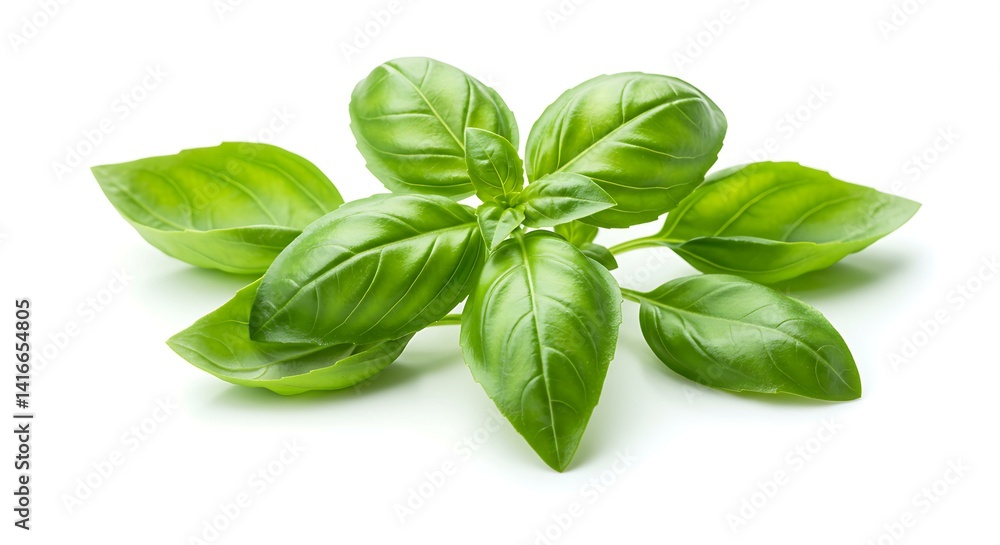 Basil leaves on a white background Basil leaves on a white background