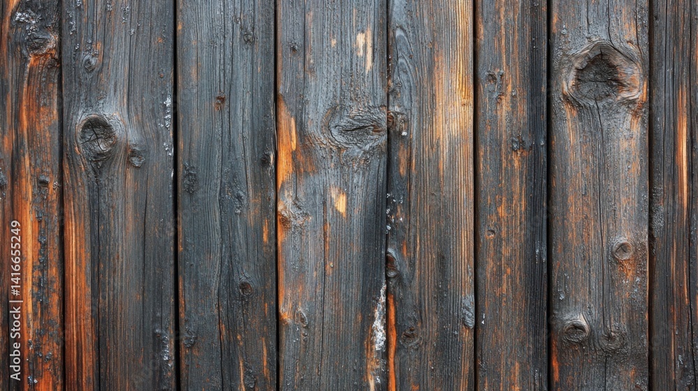 Naklejka premium Dark Burned Wooden Planks Texture Background