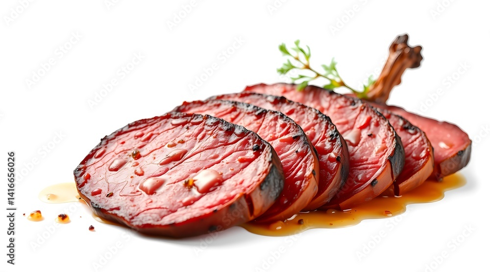 High-Resolution Close-Up of Sliced Meat Cutlets with Garnish Isolated on White Background – Stock Food Photo High-Resolution Close-Up of Sliced Meat Cutlets with Garnish Isolated on White Background – Stock Food Photo
