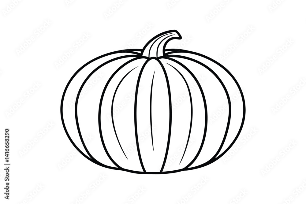 Line art illustration of a pumpkin with deep ridges.eps Line art illustration of a pumpkin with deep ridges.eps