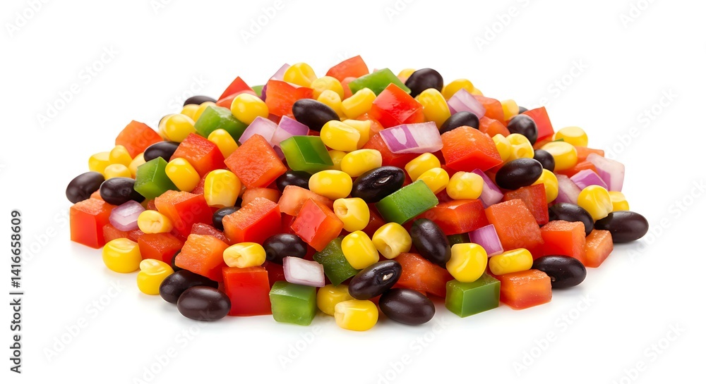 Vegetable Mexican mix with beans and corn on a white background Vegetable Mexican mix with beans and corn on a white background