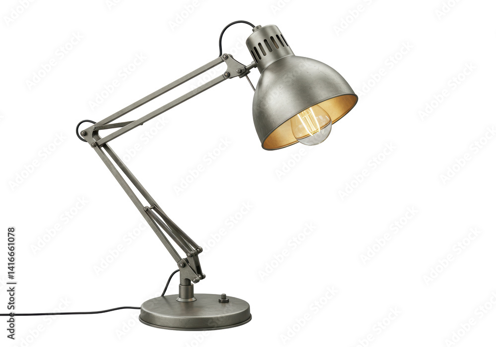 Isolated Adjustable Metal Desk Lamp with Exposed Bulb Isolated Adjustable Metal Desk Lamp with Exposed Bulb