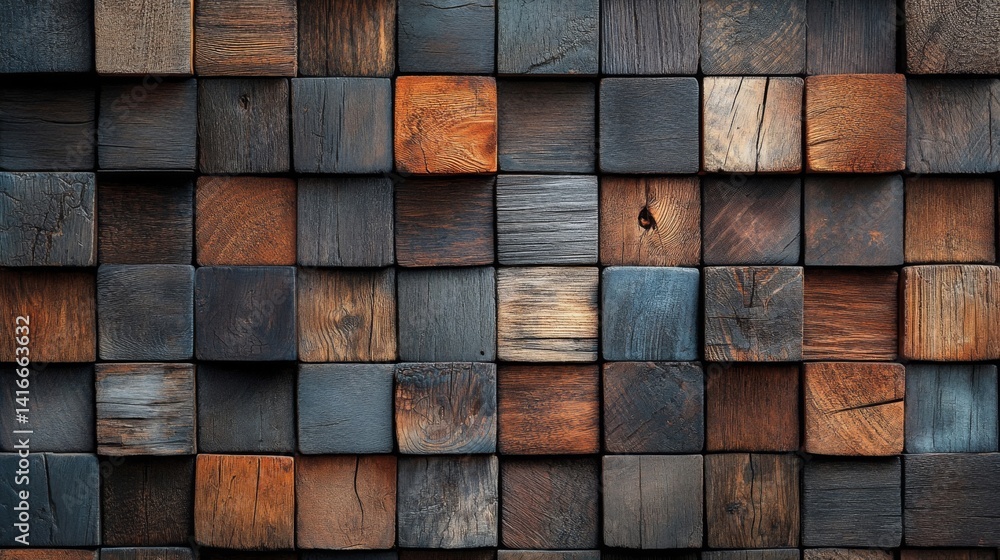 Dark Brown Wooden Cube Blocks Wall Texture Background Dark Brown Wooden Cube Blocks Wall Texture Background