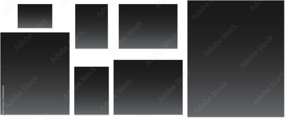 Fototapeta premium 立体的な7サイズの写真用紙素材のセット 