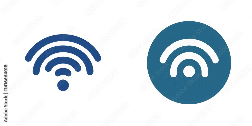 Two distinct wireless signal icons showcasing different styles, with a modern design on the right and a classic design on the left isolated on white or transparent png Two distinct wireless signal icons showcasing different styles, with a modern design on the right and a classic design on the left isolated on white or transparent png