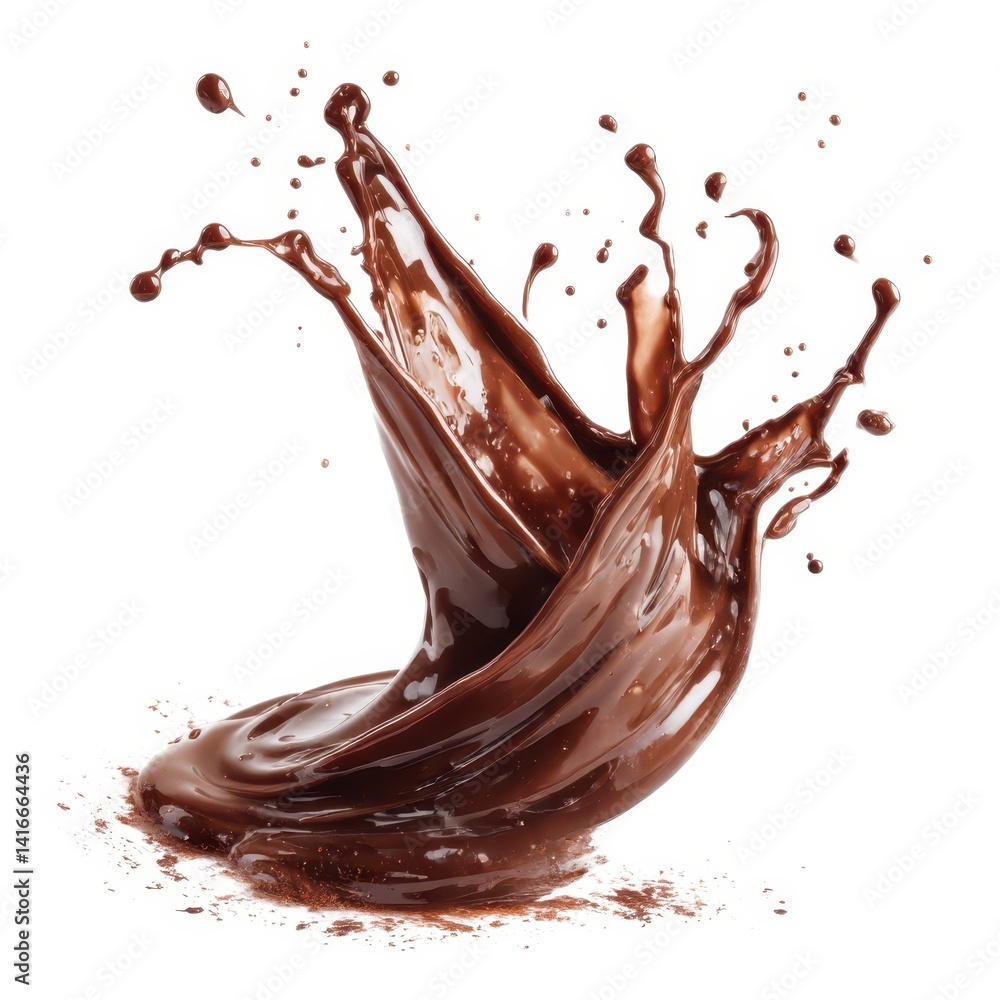 Chocolate liquid splash motion on white background Chocolate liquid splash motion on white background