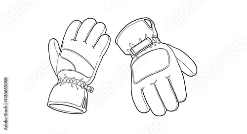 Gloves Outline Winter Clothing Handwear Illustration