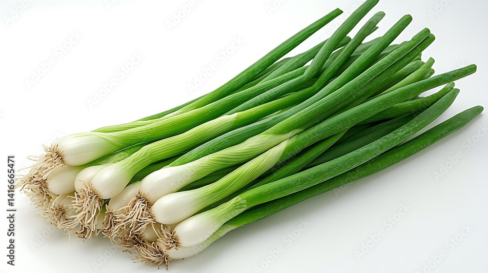 A bunch of green onions isolated on a white background, A bunch of green onions isolated on a white background,