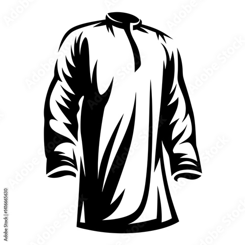 Stylized monochrome illustration of a long sleeve tunic style garment