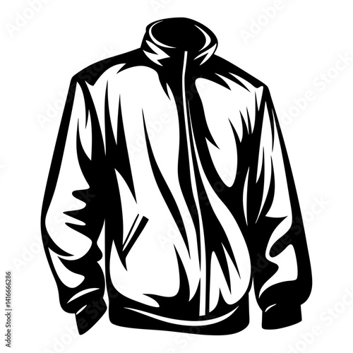 Monochrome jacket with high collar isolated on white background in vector format