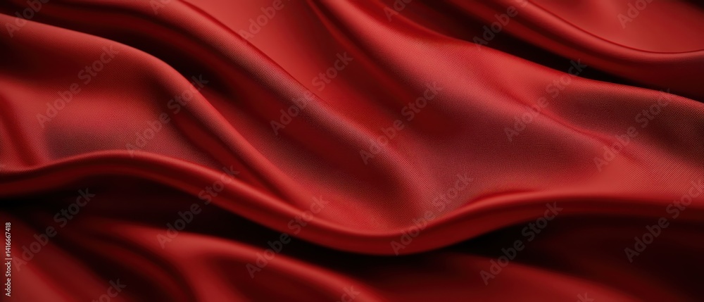 Obraz premium Silk red fabric texture background for luxury design, elegant drapery, textile close-up, smooth satin, fashion material, backdrop for creative projects.