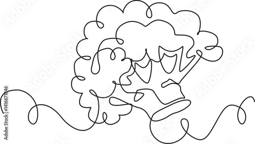 Continuous single drawn one line broccoli vegetables hand-drawn picture silhouette. Line art. Doodle, Broccoli one continuous line design. Vegetable symbol design concept. Vector.