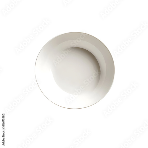Obraz na płótnie Realistic white melamine soup plate with a round wide rim and glossy surface viewed from a slight side angle isolated on a transparent background w salonie
