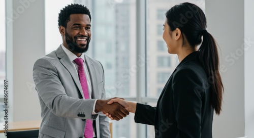 Wallpaper Mural Portrait of cheerful young manager handshake with new employee.  Torontodigital.ca
