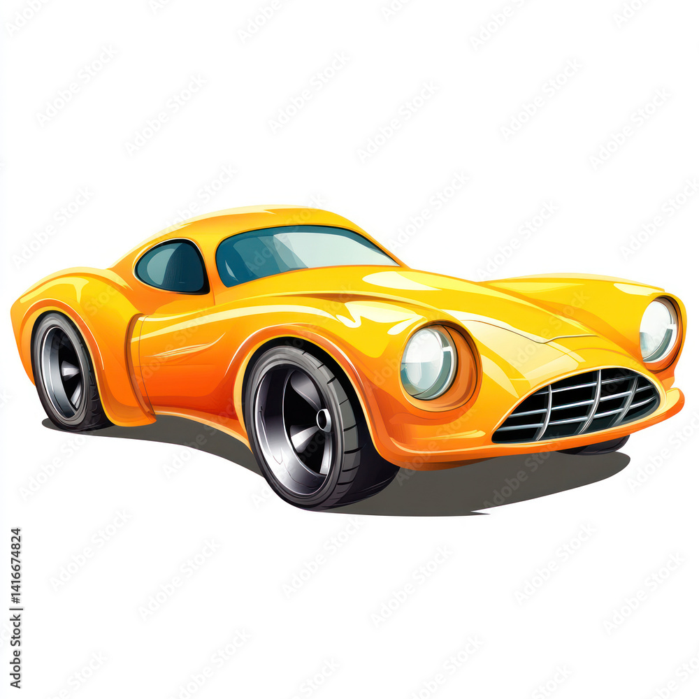 Fototapeta premium yellow car isolated on white