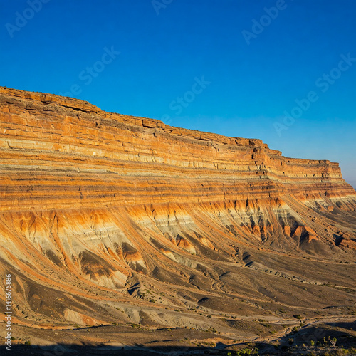 A cliff with different layers of soil sedimentation