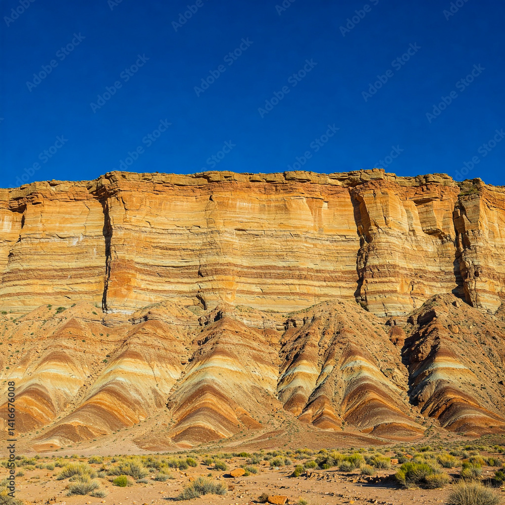 A cliff with different layers of soil sedimentation