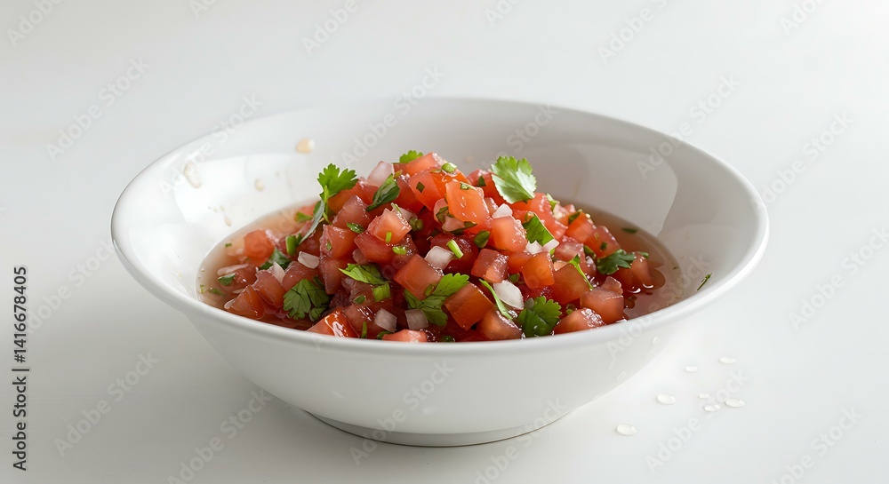 Salsa in a Bowl on white background Sals
