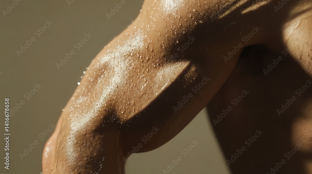 Sweaty Arm Close-up Demonstrating Fitness and Muscle Definition After Workout