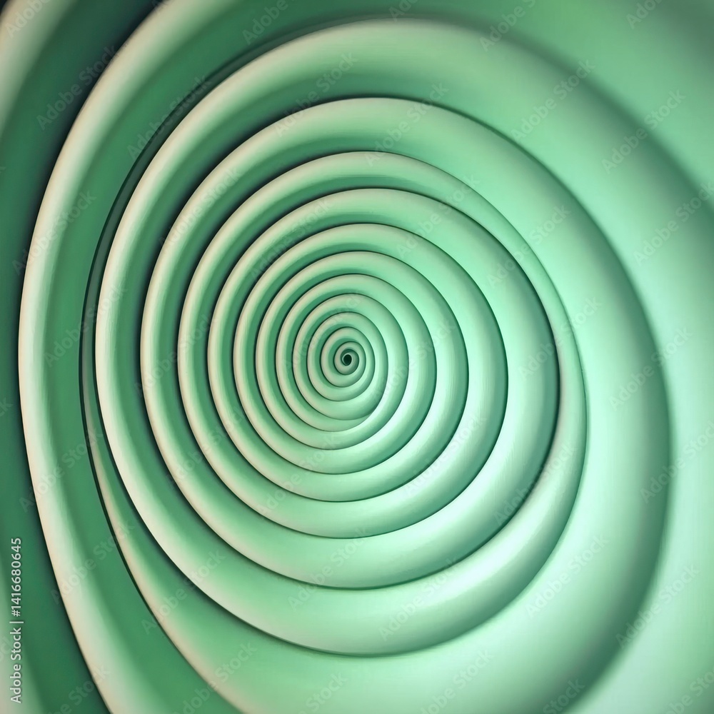 Teal concentric circles spiral inward to a small dark center Teal concentric circles spiral inward to a small dark center
