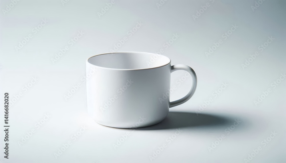 Fototapeta premium White Mug Mockup - White Cup for Branding and Logo Placement - Product Design for Identity - White Drink Cup in Studio Environment - Background for Promotional Material - Mock-up for Presentation