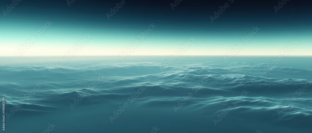 Obraz premium Ocean waves horizon landscape with calm water and serene sky for backgrounds, relaxation themes, and nature-inspired designs in digital graphics.