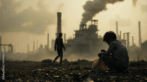 Child Scavenging Near Polluting Factory