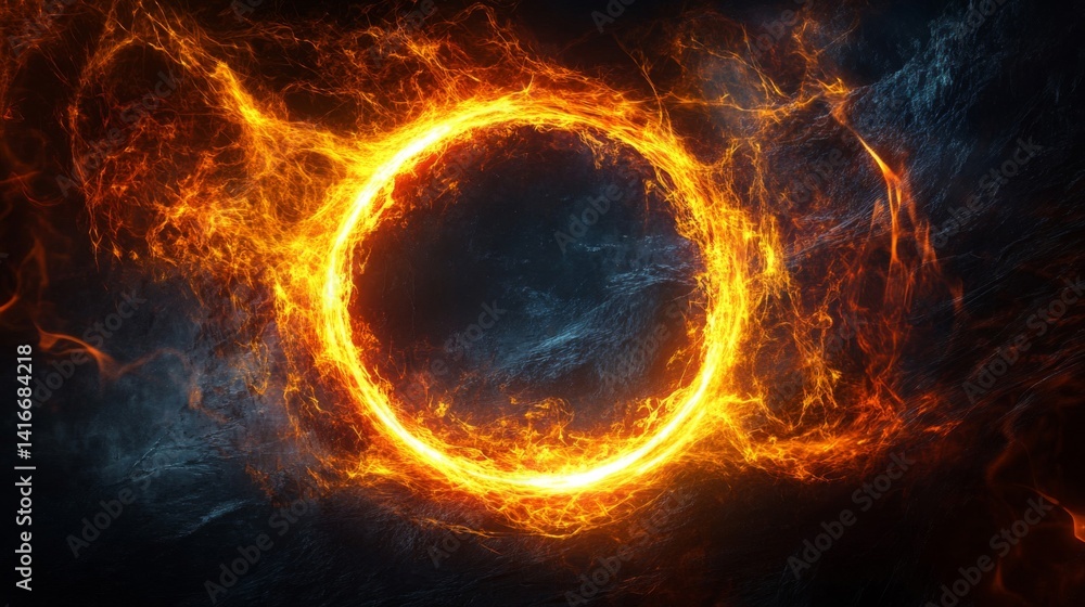 Fototapeta premium Fiery Ring of Energy in Cosmic Space