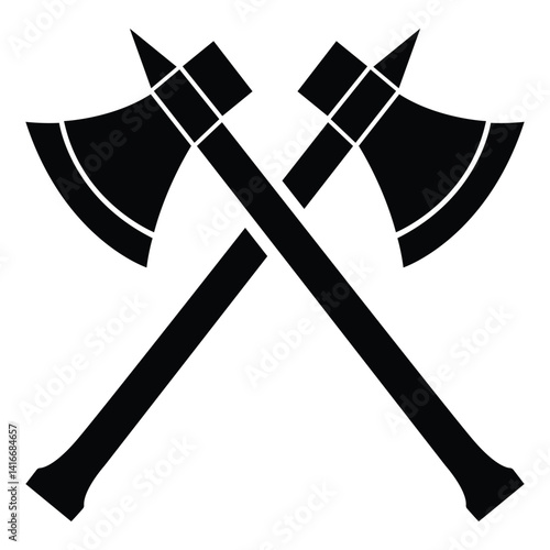 Crossed Axes Icon Silhouette Vector Illustration.