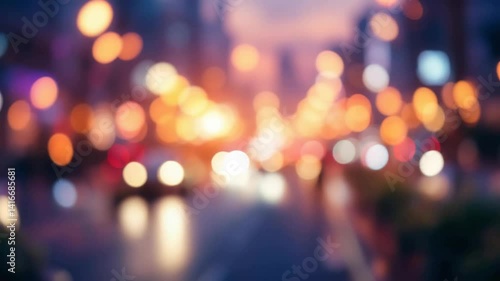 Wallpaper Mural Blurred city street at dusk with colorful lights and moving vehicles creating a vibrant atmosphere Torontodigital.ca