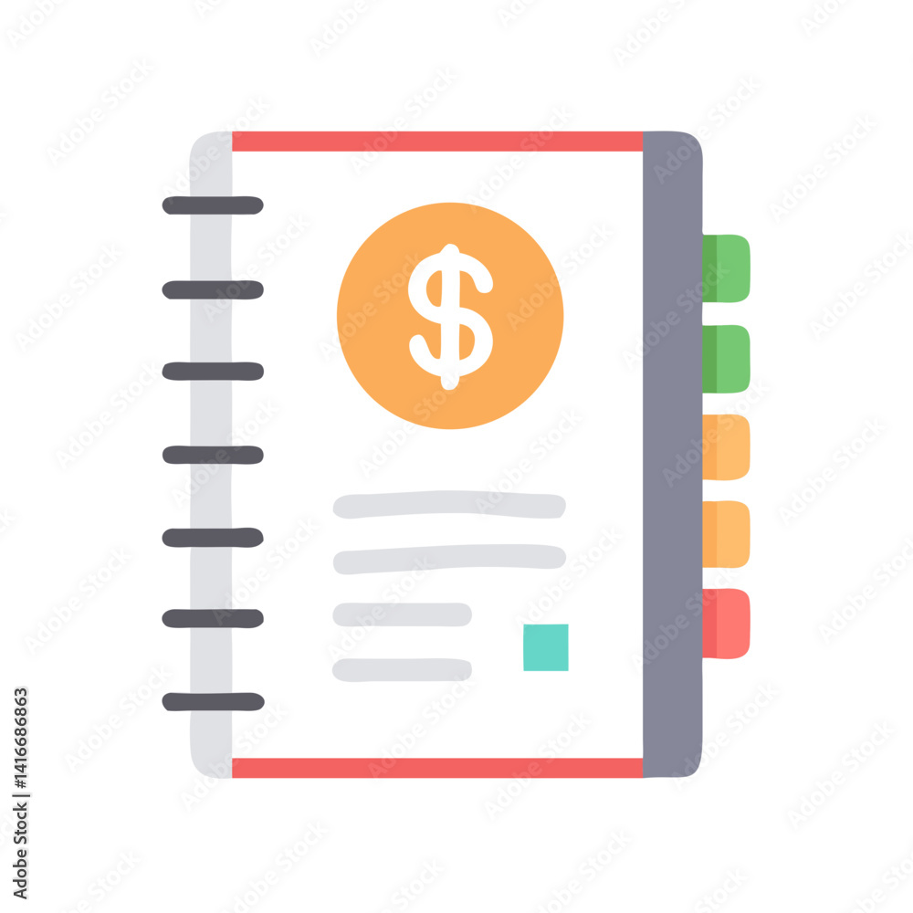 Budget Book Icon Representing Financial Expense Tracking and Management Budget Book Icon Representing Financial Expense Tracking and Management