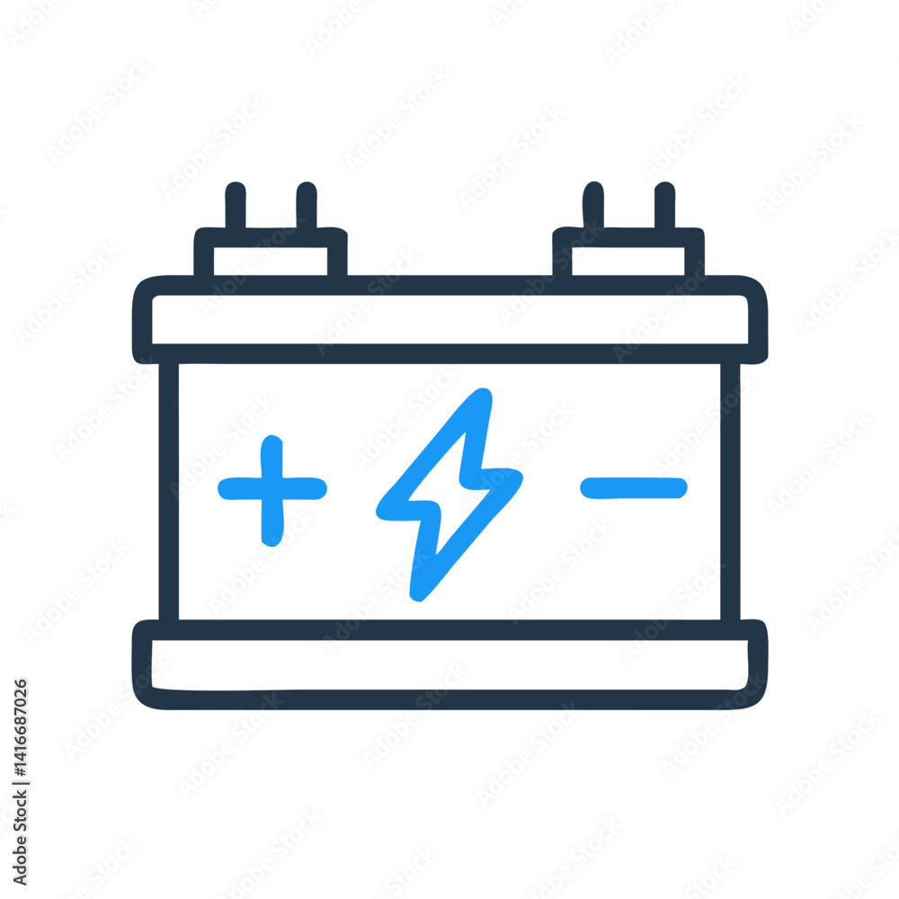 Car Battery Icon Representing Automotive Power and Electrical System