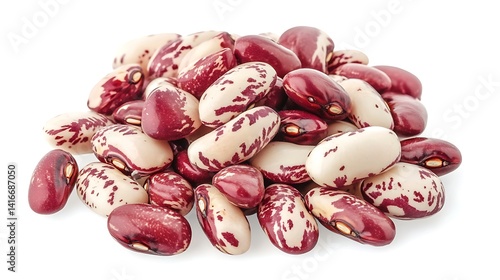 Pile Of Red And White Speckled Beans Isolated On White Background