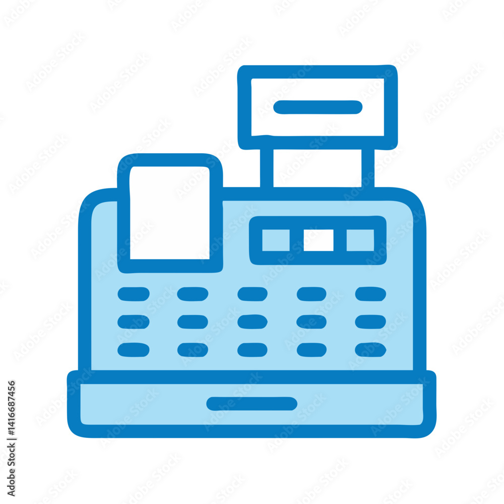 Cash Register Icon Representing Point of Sale Equipment and Retail Transactions Cash Register Icon Representing Point of Sale Equipment and Retail Transactions