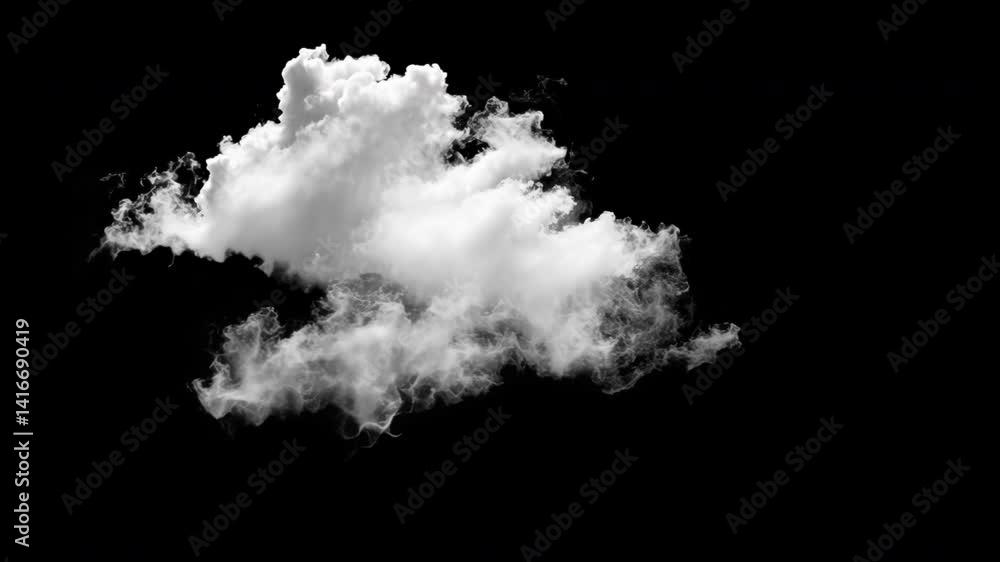 Fluffy cloud against dark sky animated overlay, transparent 4K video, alpha channel, ProRes 4444 Fluffy cloud against dark sky animated overlay, transparent 4K video, alpha channel, ProRes 4444