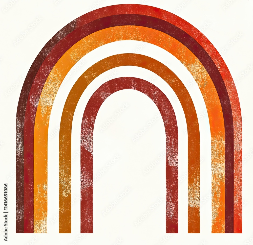 Retro-styled rainbow arch in warm, earthy tones. Textured appearance Retro-styled rainbow arch in warm, earthy tones. Textured appearance