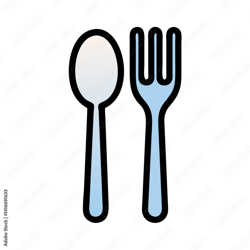 Spoon and Fork Icon Representing Dining Cutlery and Eating Utensils Spoon and Fork Icon Representing Dining Cutlery and Eating Utensils