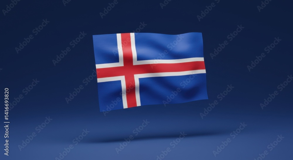 Obraz premium Icelandic Flag: A Stunning 3D Render of the National Emblem