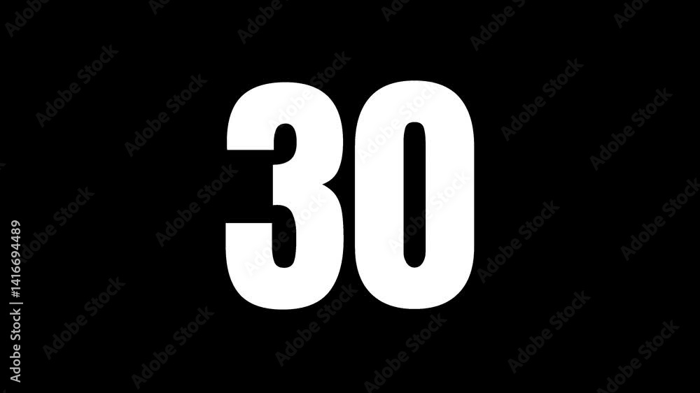 35 seconds white countdown timer with white bold numbers suitable for product launches, exams, registration closings, deadlines, voting