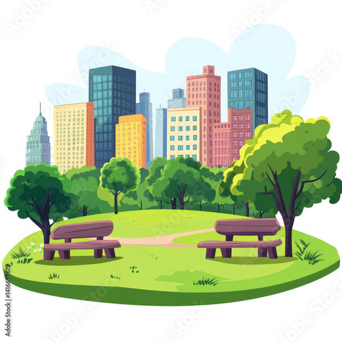 vector illustration of city park
