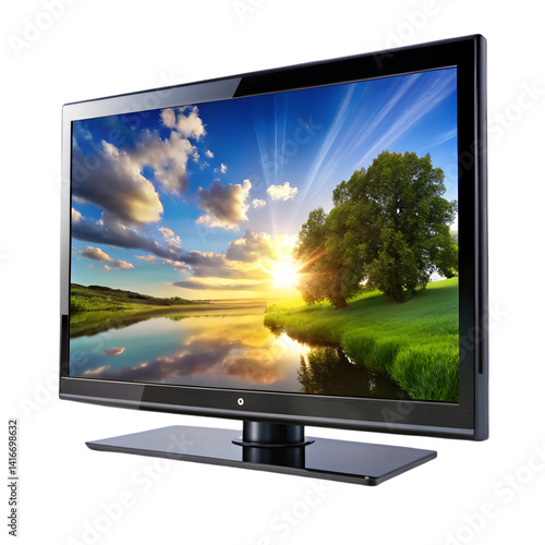 Closeup of flatscreen television on white backdrop Isolated On White Background
