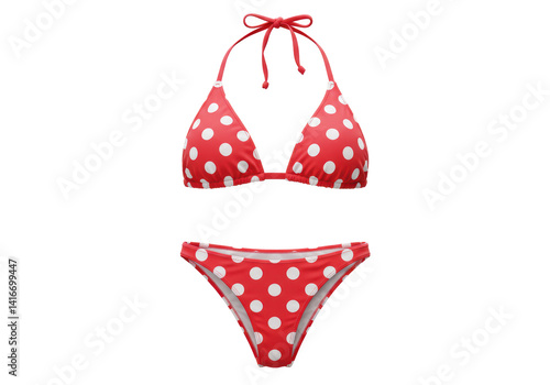 Isolated Classic Red and White Polka Dot Bikini