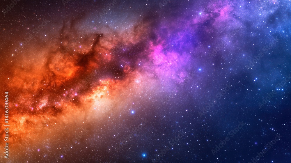 Fototapeta premium Vibrant cosmic nebula showcasing swirling colors and stars in a vast galaxy backdrop