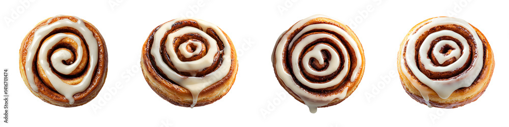 Fototapeta premium Freshly baked cinnamon rolls with swirled icing