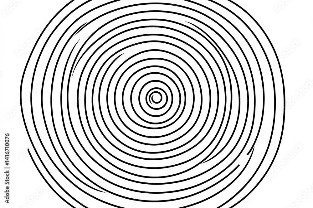 Concentric circles spiral inward, creating a hypnotic effect. Simple line art Concentric circles spiral inward, creating a hypnotic effect. Simple line art