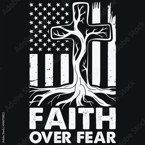 America pride US flag faith over fear prayer t-shirt design